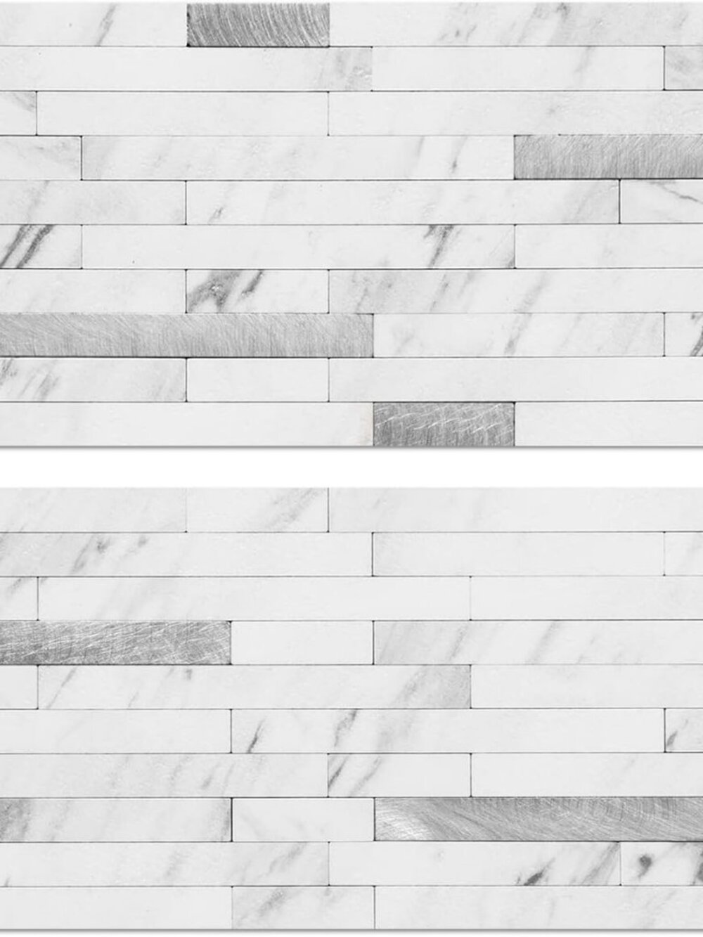 20 Sheets Faux Stone Peel and Stick Backsplash, White Marble Look PVC Wall Tiles